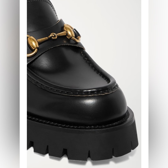 NEW IN BOX GUCCI Horsebit-detailed metallic embroidered leather platform loafers - Picture 9 of 9